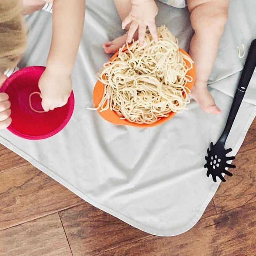 Grey Splash Mat A Waterproof Catch All for Highchair Spills