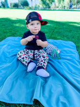 Load image into Gallery viewer, Dusty Blue Splash Mat - A Waterproof Catch-All for Highchair Spills