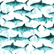 Load image into Gallery viewer, Shark Attack Splash Mat - A Waterproof Catch-All for Highchair Spills Mama Yay Splash Mats Default Title Bib Bapron BapronBaby BLW Baby Led Weaning Toddler Feeding