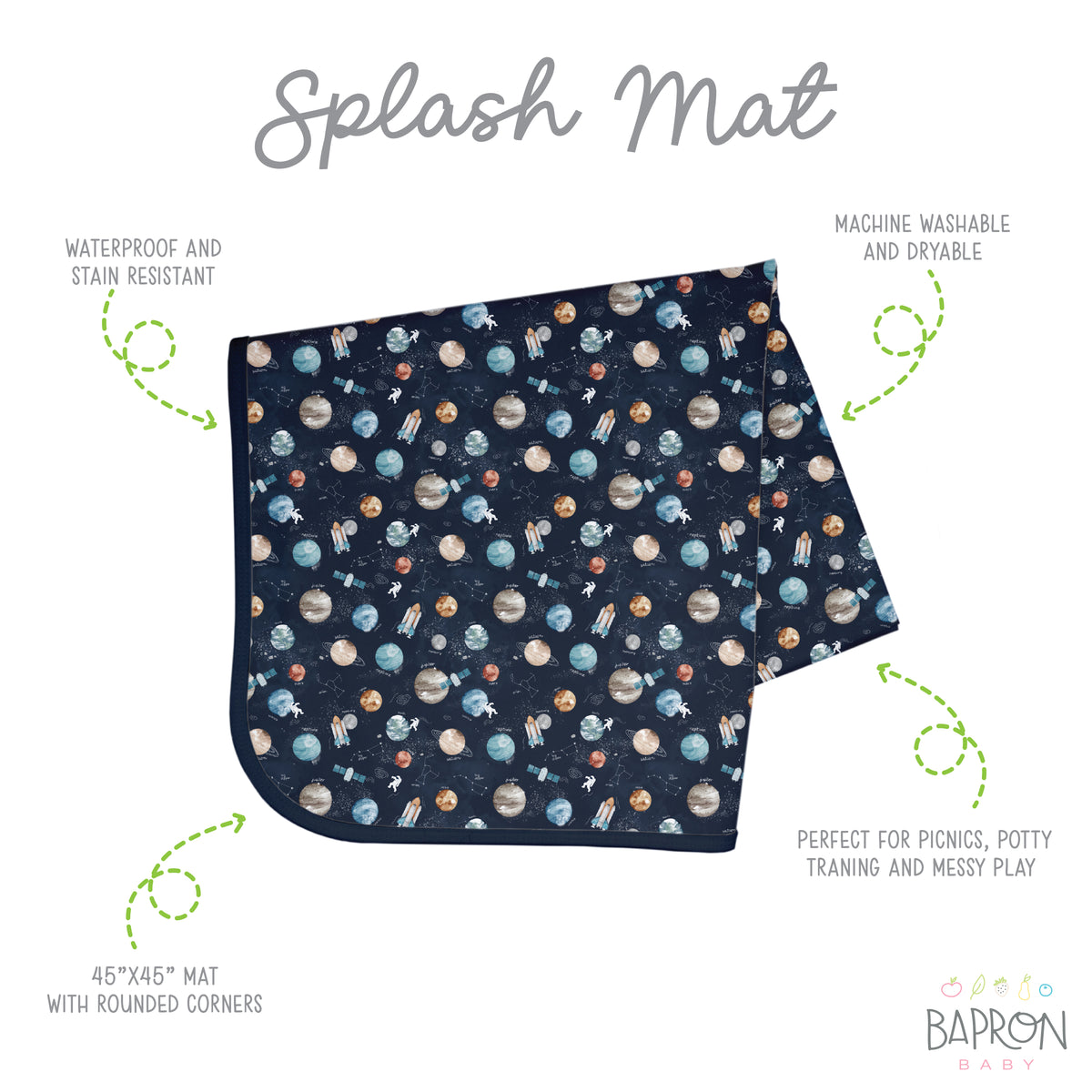 Outer Space Splash Mat A Waterproof Catch-All for Highchair Spills a