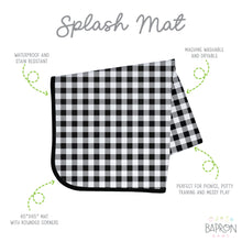Load image into Gallery viewer, White Buffalo Plaid Splash Mat - A Waterproof Catch-All for Highchair Spills and More!