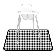 Load image into Gallery viewer, White Buffalo Plaid Splash Mat - A Waterproof Catch-All for Highchair Spills and More!