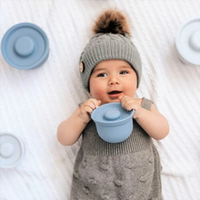 Load image into Gallery viewer, Mini AdoraBowls Mama Yay! Bowl with Lid Mint & Teal,Peach & Pink Bib Bapron BapronBaby BLW Baby Led Weaning Toddler Feeding