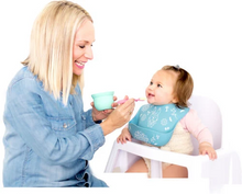 Load image into Gallery viewer, Mini AdoraBowls Mama Yay! Bowl with Lid Mint & Teal,Peach & Pink Bib Bapron BapronBaby BLW Baby Led Weaning Toddler Feeding