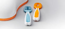 Load image into Gallery viewer, NumNum Pre-Spoon GOOtensils 2 Pack (More colours available!) Mama Yay! Numnum Pre-Spoon Gootensil Rosebud + Frosty Lilac,Glacier Green + Storm Gray,Orange + Blue Bib Bapron BapronBaby BLW Baby Led Weaning Toddler Feeding