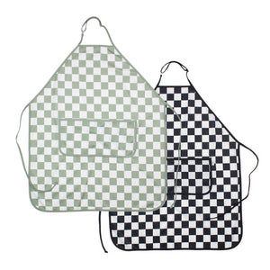 Sage Checkerboard Apron - fits sizes youth small through adult 2XL