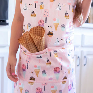 Pink Ice Cream Apron - fits sizes youth small through adult 2XL