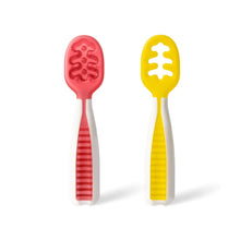 Load image into Gallery viewer, NumNum Pre-Spoon GOOtensils 2 Pack (Raspberry Red + Sunshine Yellow)