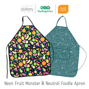 Neon Fruit Monster Apron - fits sizes youth small through adult 2XL