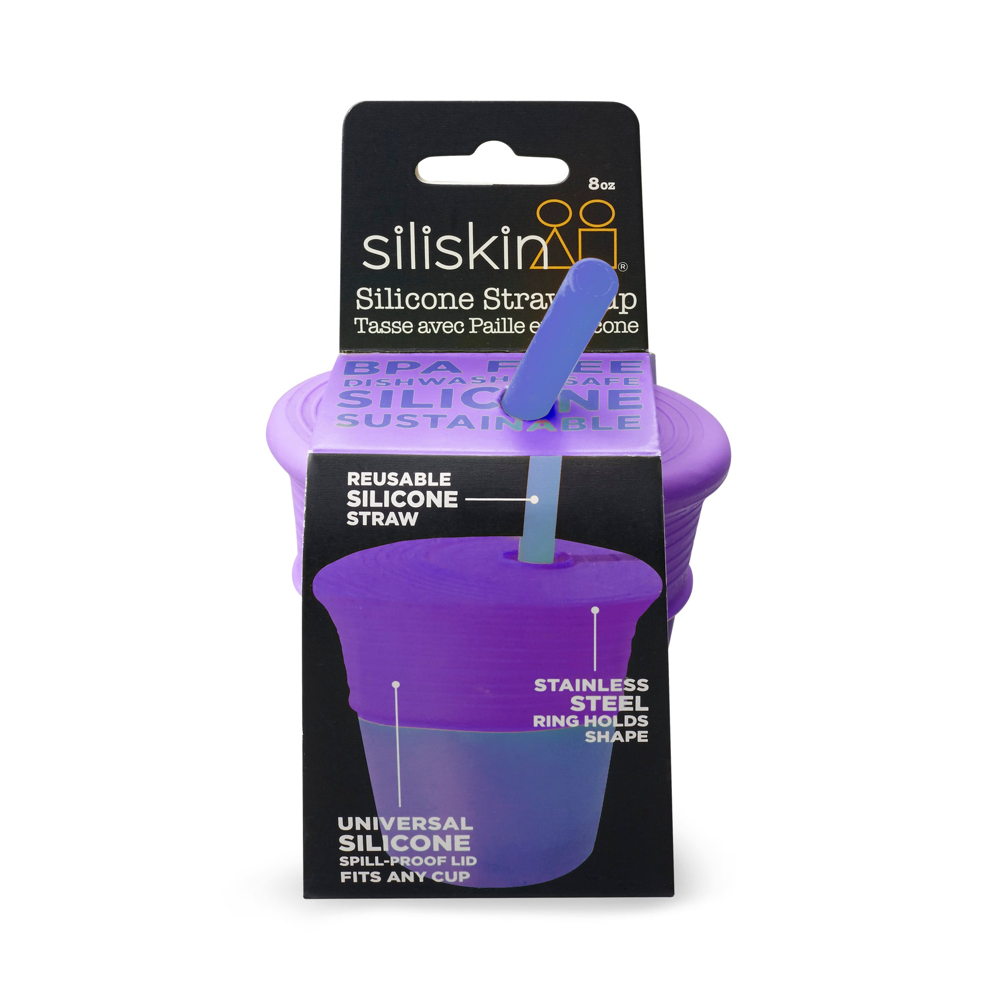 Silikids 8oz Silicone Straw Tumbler Purple