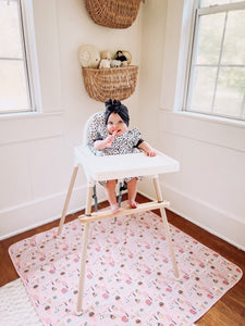 Pink Ice Cream Splash Mat - A Waterproof Catch-All for Highchair Spills and More!