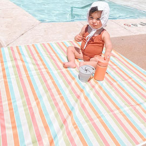 [SALE] Rainbow Stripes Splash Mat - A Waterproof Catch-All for Highchair Spills and More!