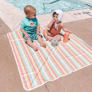Rainbow Stripes Splash Mat - A Waterproof Catch-All for Highchair Spills and More!