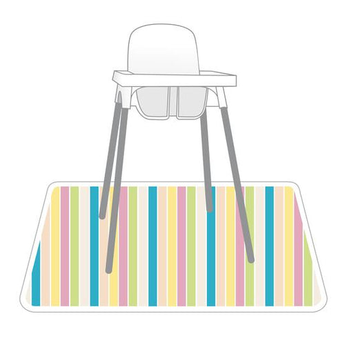 Rainbow Stripes Splash Mat - A Waterproof Catch-All for Highchair Spills and More!