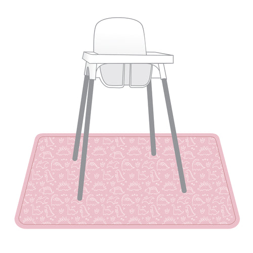Dino Friends Blush Splash Mat - A Waterproof Catch-All for Highchair Spills