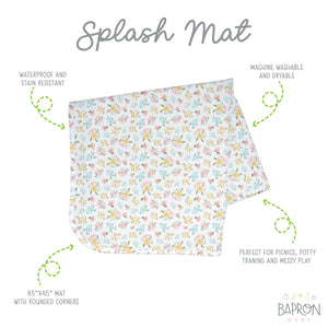 Pastel Floral Splash Mat - A Waterproof Catch-All for Highchair Spills and More!