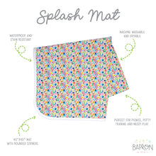 Load image into Gallery viewer, Rainbow Watercolor Floral Splash Mat - A Waterproof Catch-All for Highchair Spills and More!
