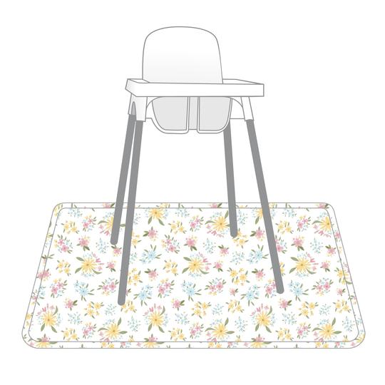 Pastel Floral Splash Mat - A Waterproof Catch-All for Highchair Spills and More!