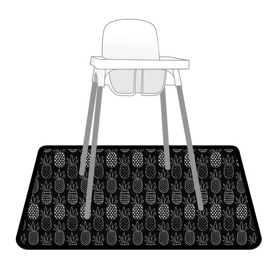 Monochrome Pineapple Splash Mat - A Waterproof Catch-All for Highchair Spills and More!