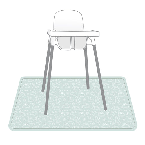 Dino Friends Sage Splash Mat - A Waterproof Catch-All for Highchair Spills