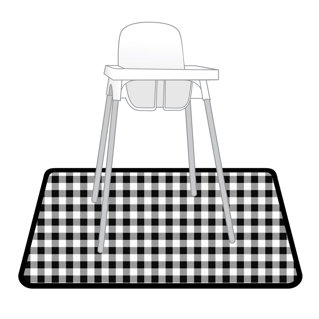 White Buffalo Plaid Splash Mat - A Waterproof Catch-All for Highchair Spills and More!