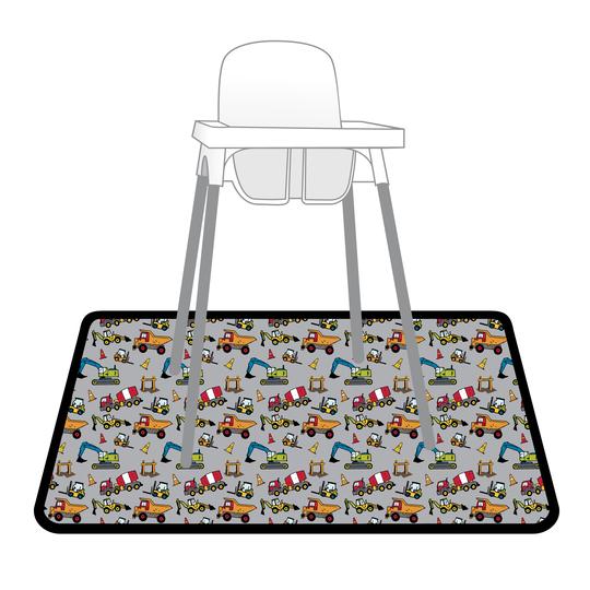 Construction Zone Splash Mat - A Waterproof Catch-All for Highchair Spills and More!