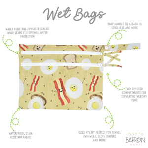 Bacon and Eggs - Waterproof Wet Bag (For mealtime, on-the-go, and more!)