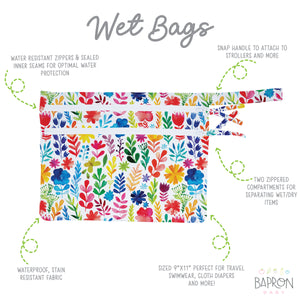 Rainbow Watercolor Floral - Waterproof Wet Bag (For mealtime, on-the-go, and more!)