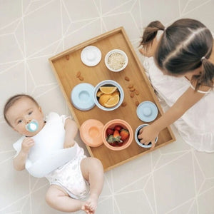 AdoraBowls Mama Yay! Bowl with Lid Mint & Teal,Peach & Pink,Blue & Grey Bib Bapron BapronBaby BLW Baby Led Weaning Toddler Feeding