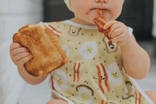 Load image into Gallery viewer, Bacon and Eggs Bapron Mama Yay! Bapron Toddler (6m - 3T),Preschool (3-5 Yrs) Bib Bapron BapronBaby BLW Baby Led Weaning Toddler Feeding