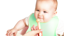 Load image into Gallery viewer, Chewy Spoons Mama Yay! Chewy Spoons Blue &amp; Grey,Mint &amp; Teal,Peach &amp; Pink Bib Bapron BapronBaby BLW Baby Led Weaning Toddler Feeding